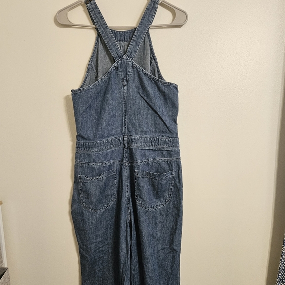 Anthropologie Pilcro Femme Boho Denim Jumpsuit Overalls Wide Leg Crop Sz 10 - Picture 4 of 13